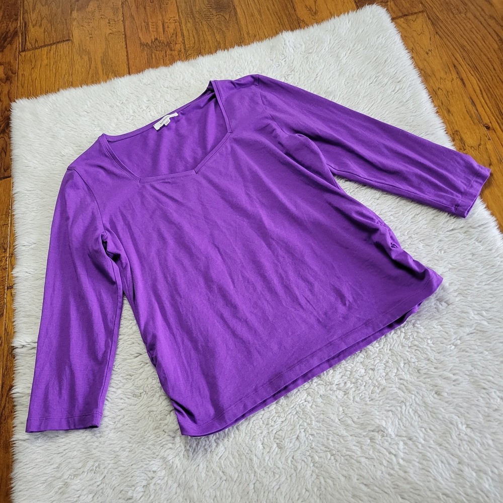 Kettlewell 3/4 Sleeve Top Shirt Women's Large Purple Cotton Modal